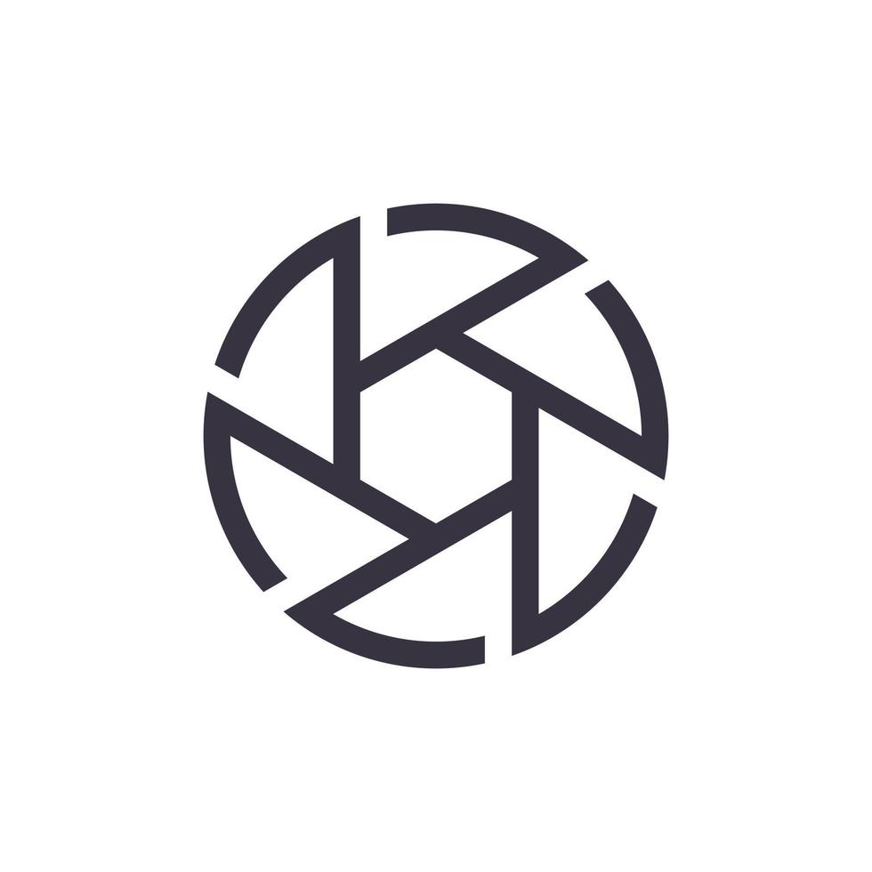 ícone de lente de câmera de abertura do obturador vetor de design de logotipo de arte de linha