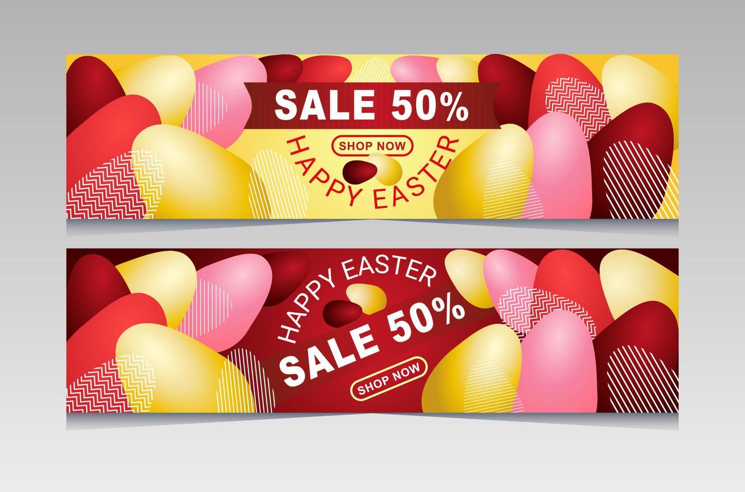 modelos de banner promocional de venda de páscoa com ovos de ouro vetor