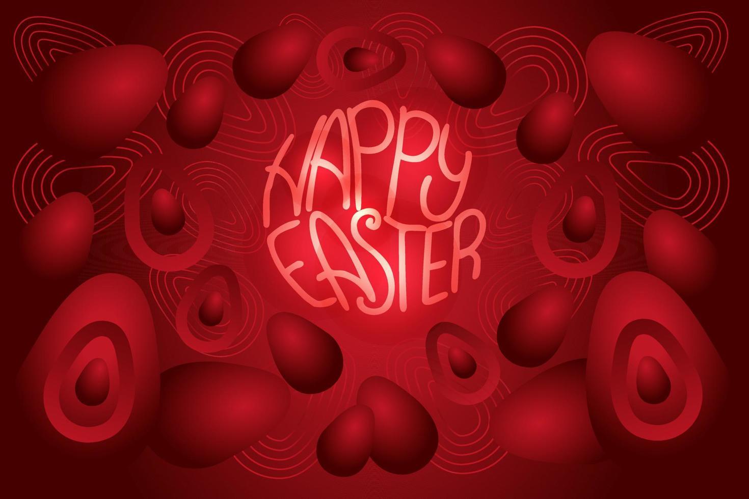 cartão postal de páscoa com ovos de páscoa vermelhos em fundo gradiente de abstração vetor