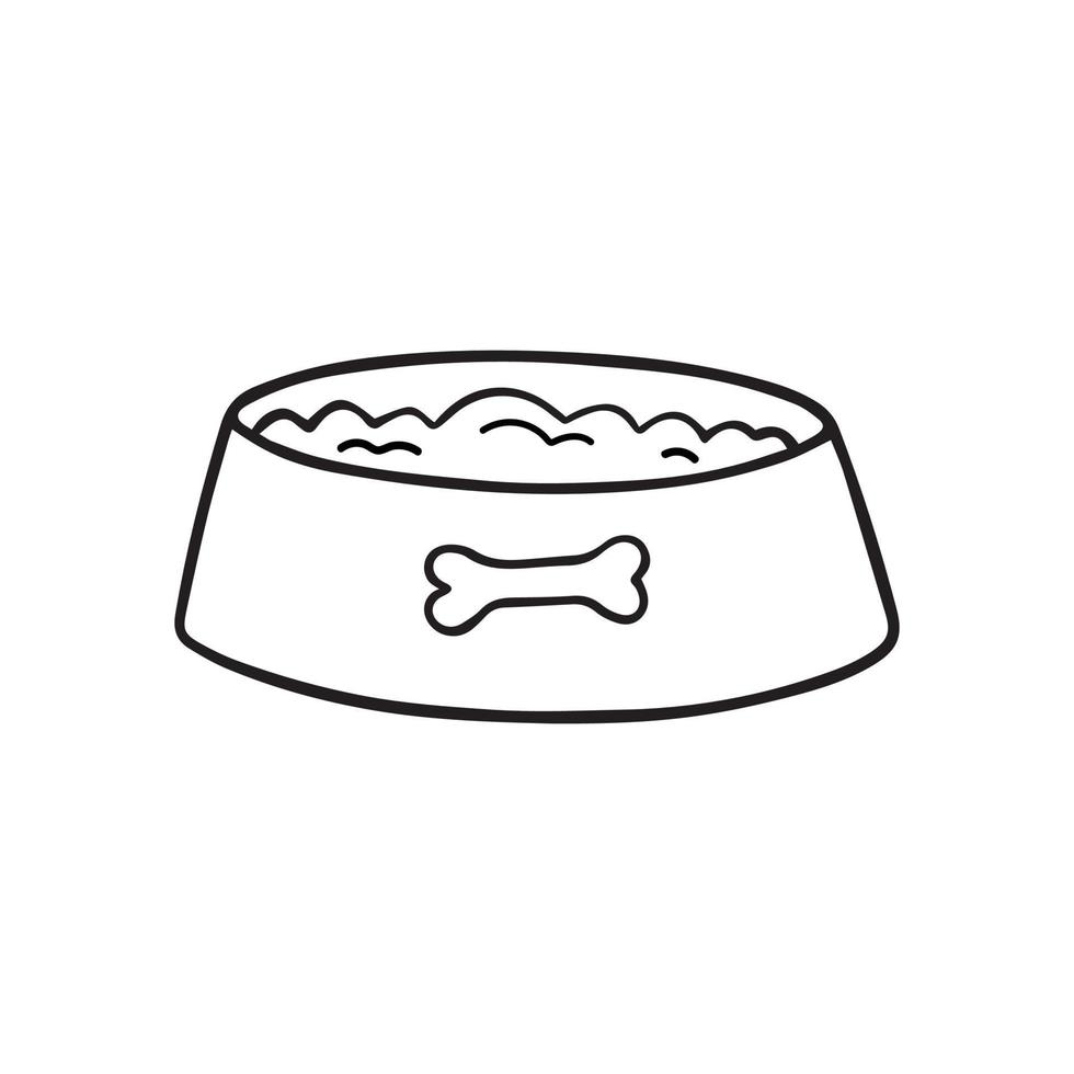 tigela de cachorro desenhada à mão doodle comida para animais de estimação no estilo de desenho. ilustração vetorial isolada no fundo branco. vetor