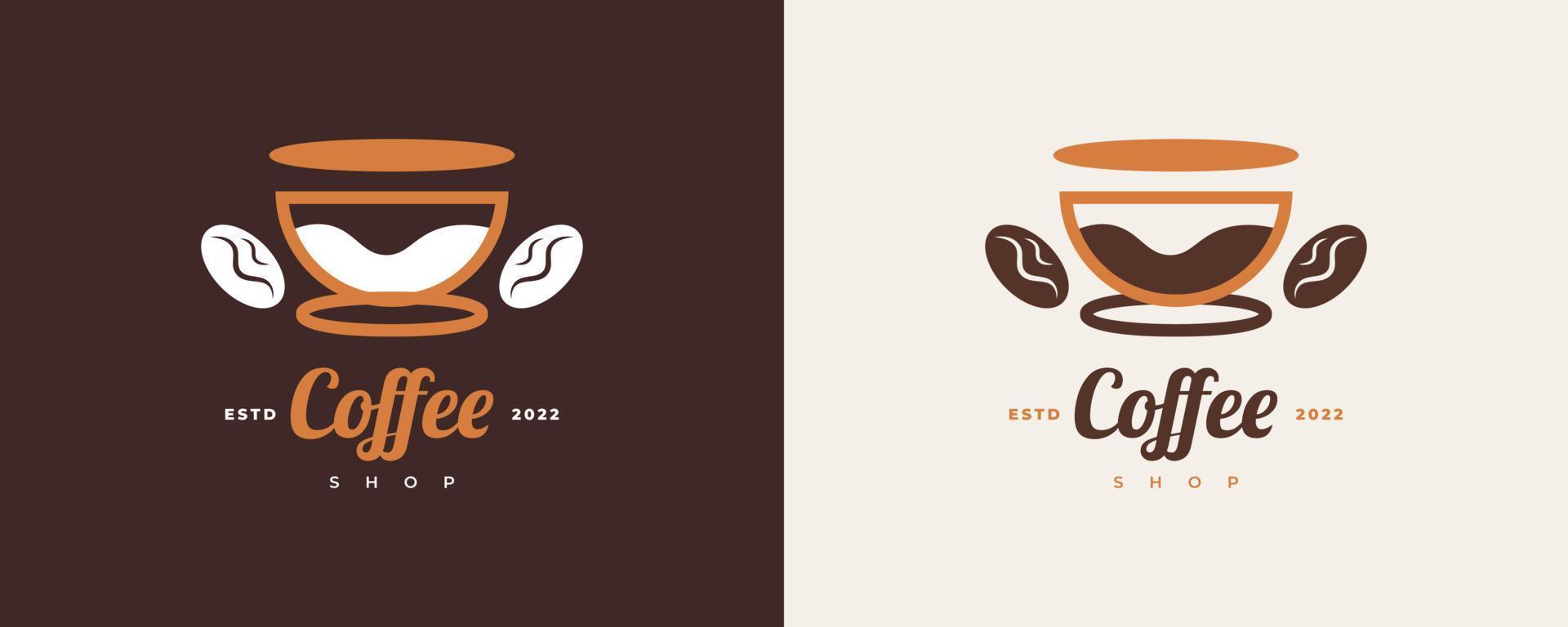 logotipo de cafeteria vintage e minimalista. logotipo ou emblema do café com estilo retrô vetor