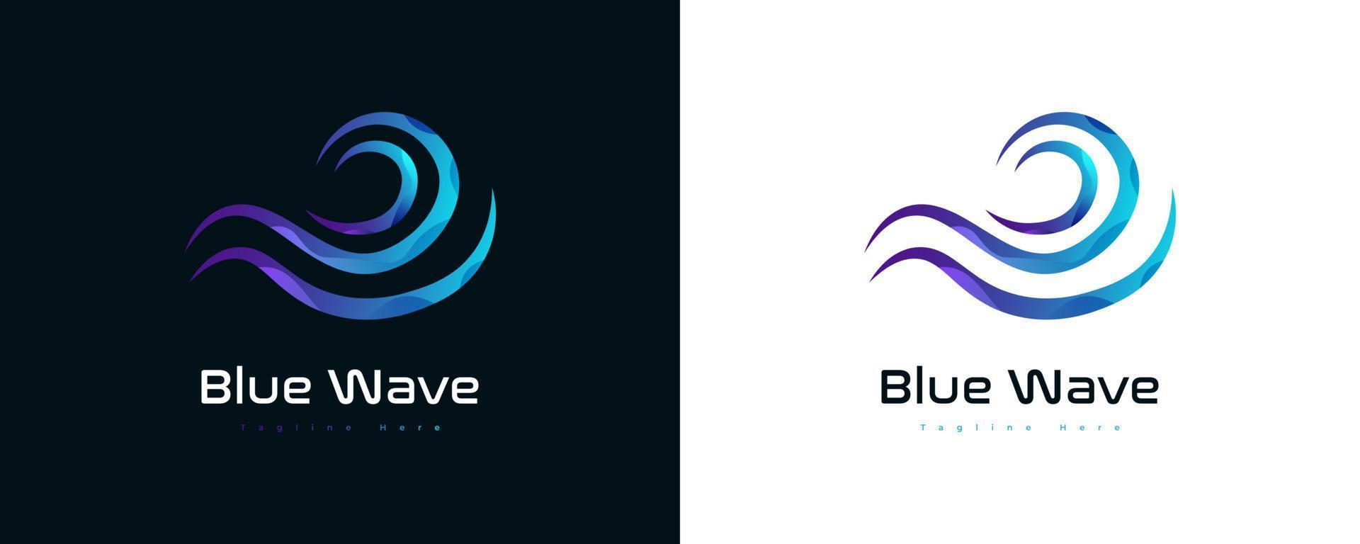 design de logotipo de onda do oceano abstrato em gradiente azul. logotipo ou ícone de onda de água vetor