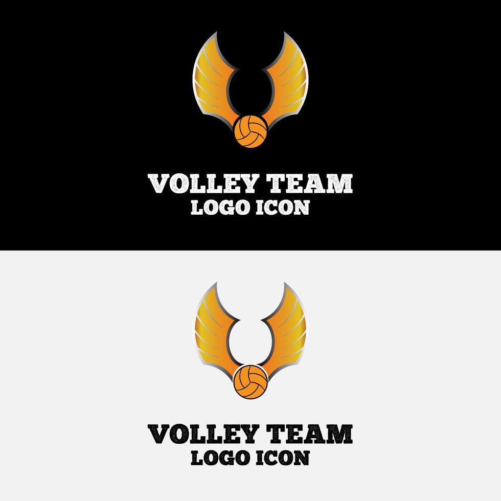 vôlei com asas douradas para identidade esportiva de clube de vôlei em design de logotipo de estilo clássico vetor