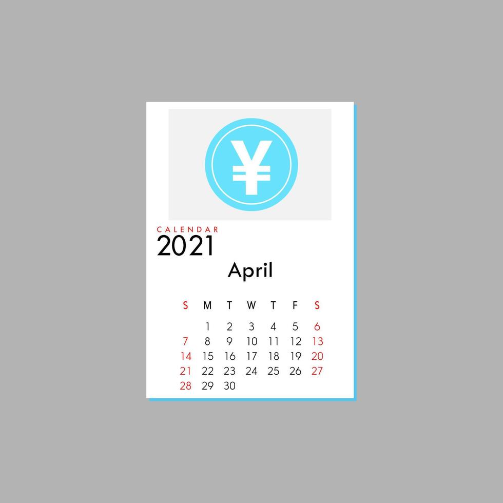 calendário de abril de 2021 folhas planas vetor