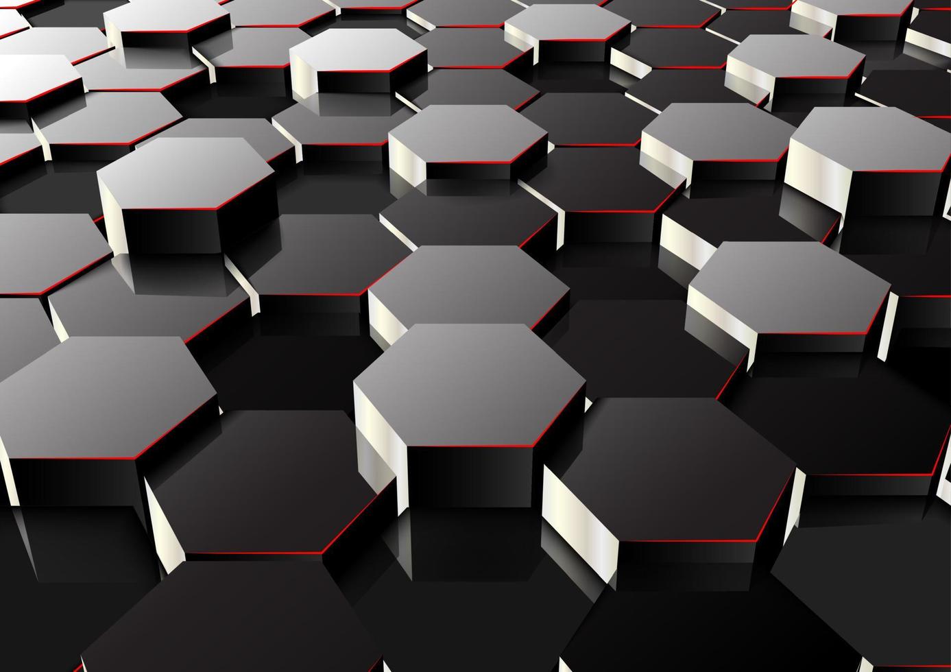 perspectiva fundo hexagonal. renderização em 3d vetor