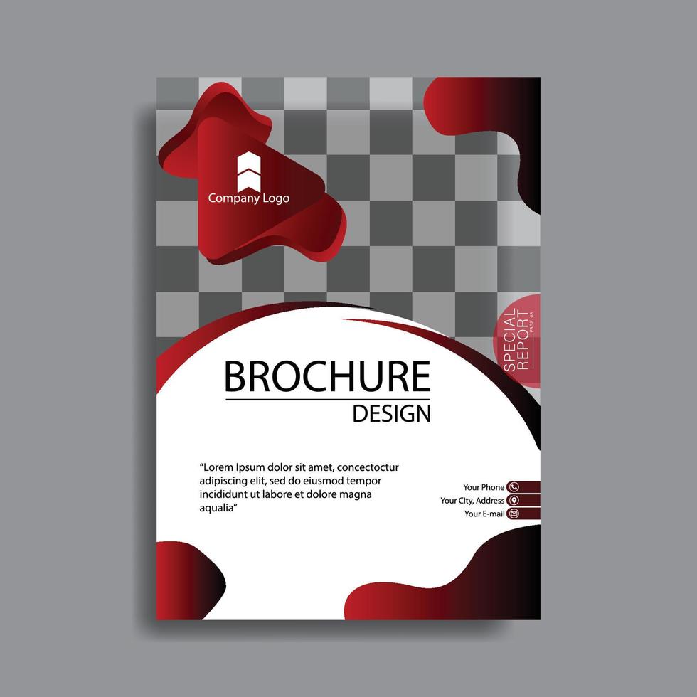 modelo de vetor abstrato de negócios. design de brochura, layout moderno de capa, relatório anual, pôster, flayer em a4 com vermelho, com fundo de espaço para foto. vetor de modelo de design