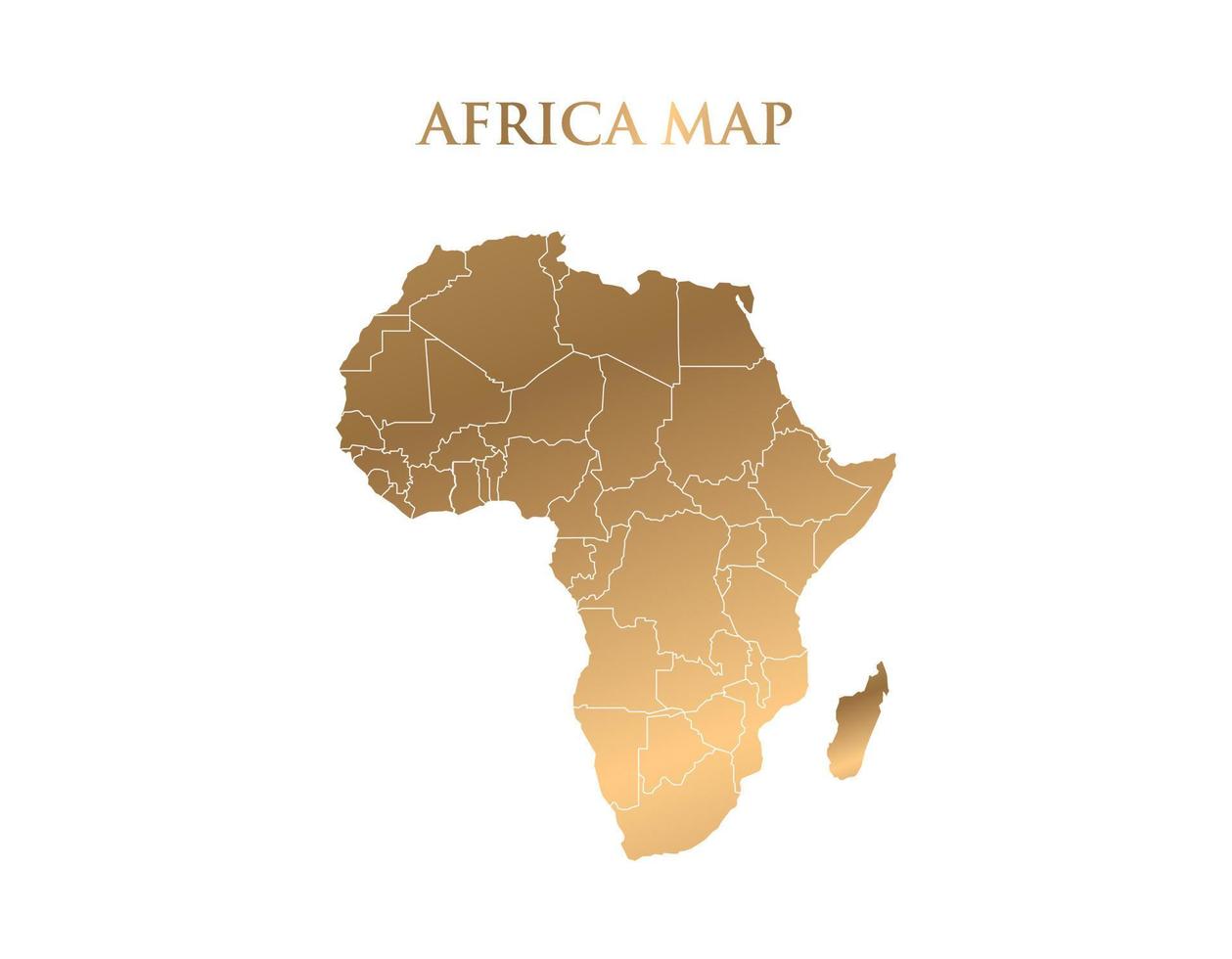 vetor mapa dourado da África. mapa da África do Sul é isolado em um fundo branco.