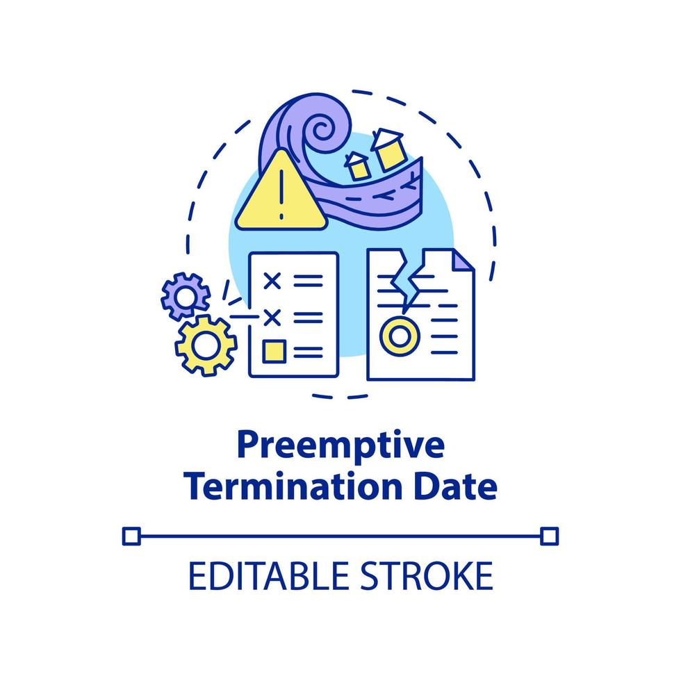 ícone de conceito de data de rescisão preventiva vetor