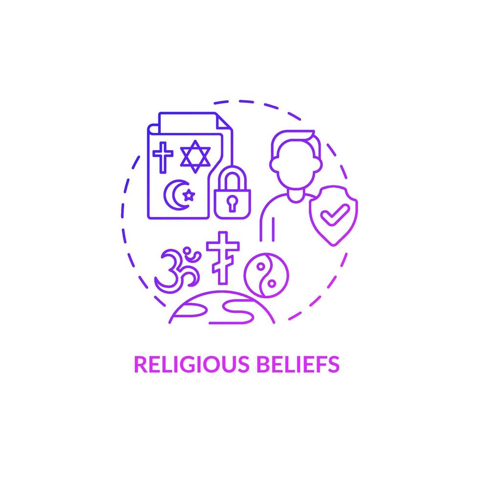 ícone de conceito gradiente roxo de crenças religiosas vetor