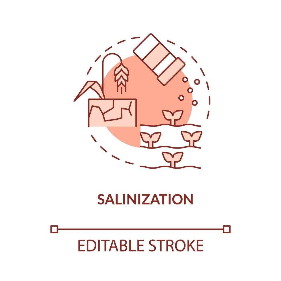 ícone de conceito vermelho de salinização vetor
