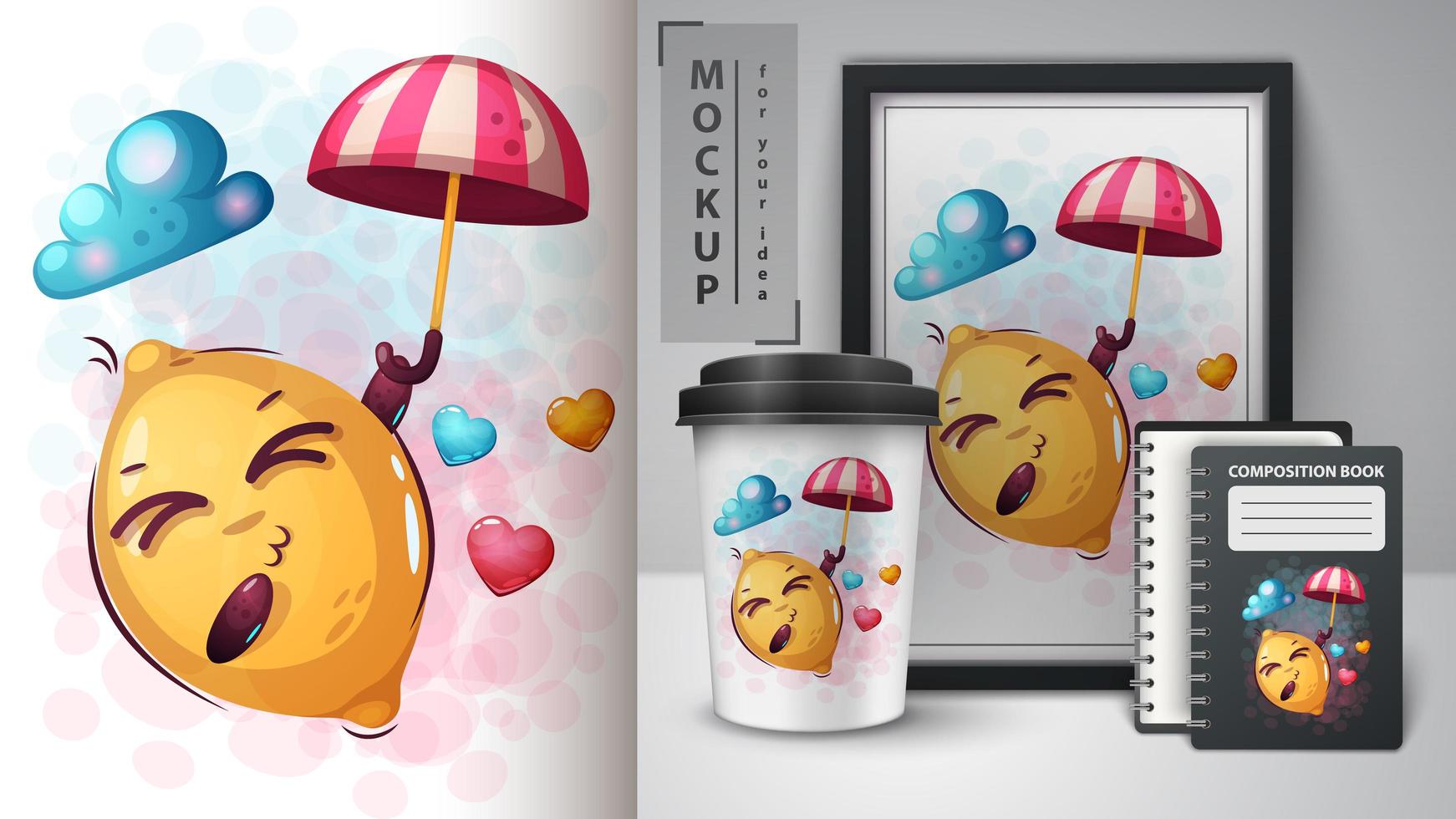 limão dos desenhos animados com design de guarda-chuva vetor