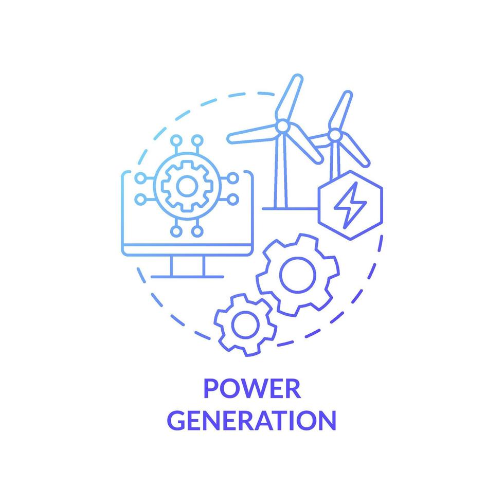 ícone de conceito gradiente azul de geração de energia. melhorando as características operacionais idéia abstrata ilustração de linha fina. desenho de contorno isolado. roboto-medium, inúmeras fontes pró-negrito usadas vetor