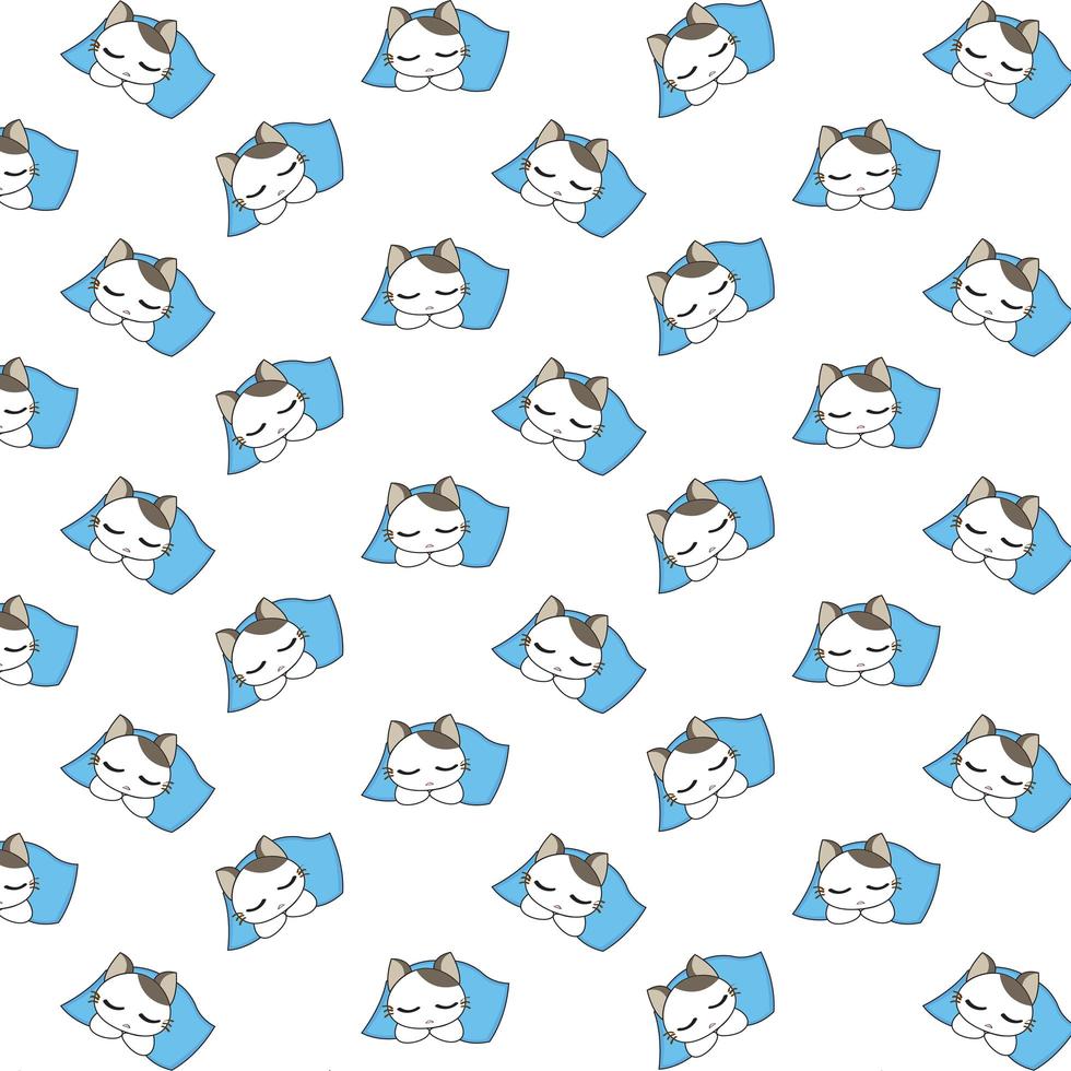 padrão de gatos bonitos dos desenhos animados para dormir vetor