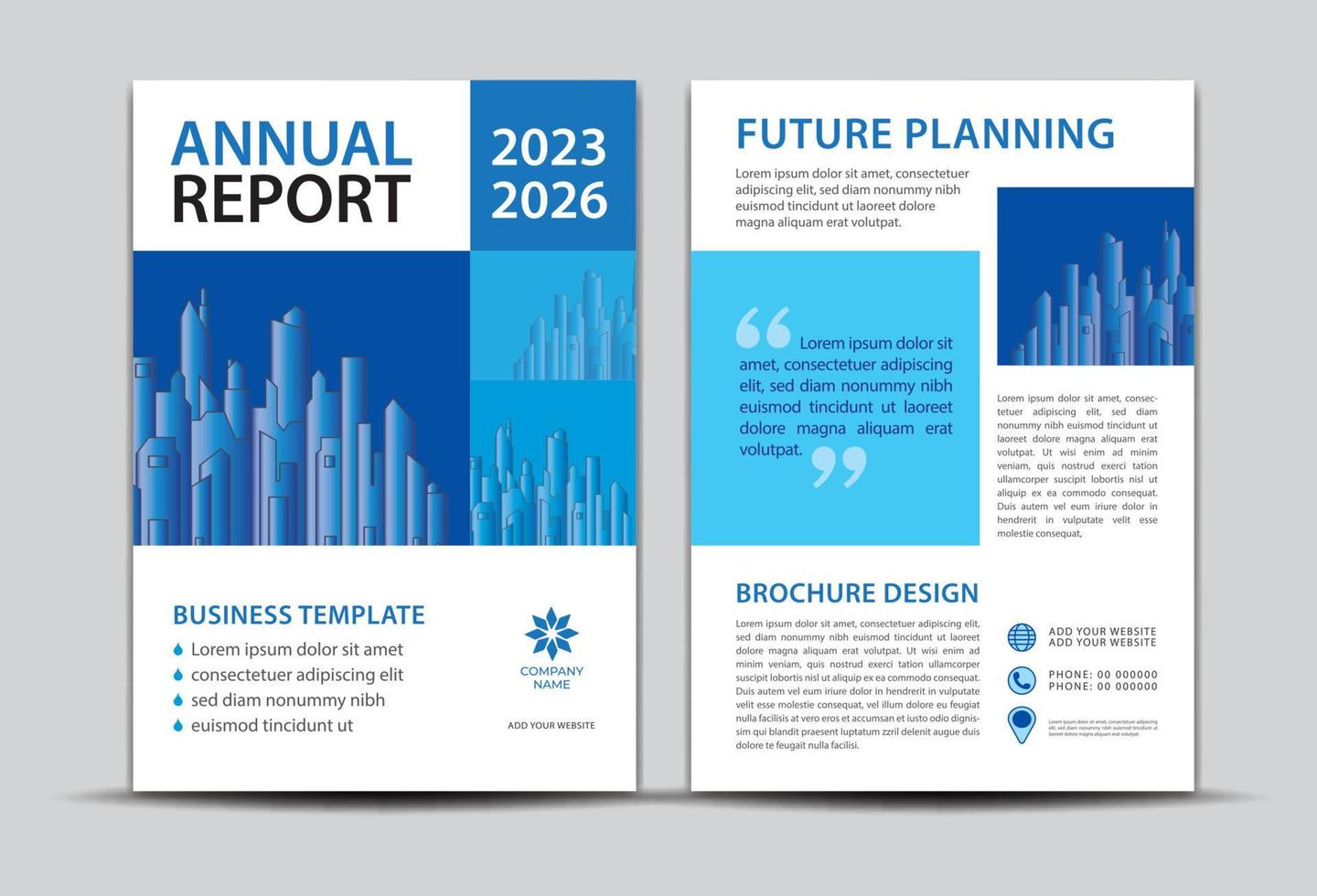 relatório anual 2023-2026 design de capa, modelo de folheto de folheto, fundo de capa de negócios vetor