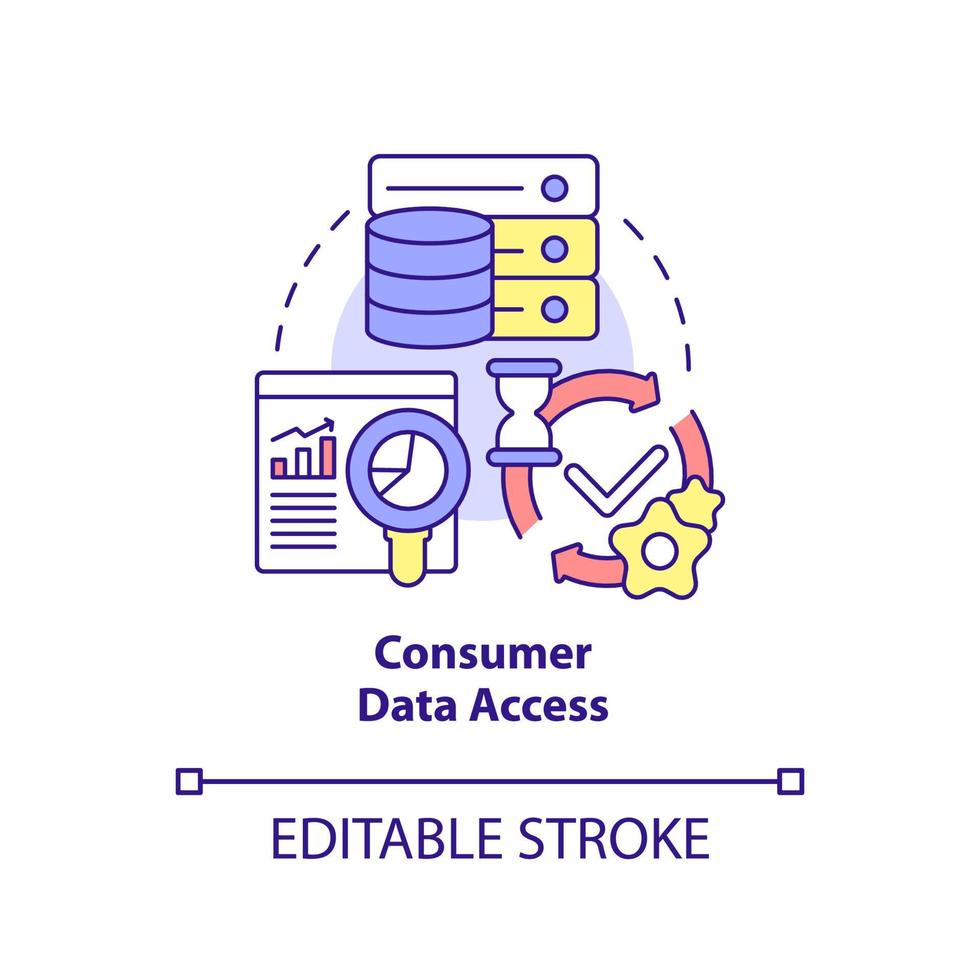 ícone do conceito de acesso a dados do consumidor vetor