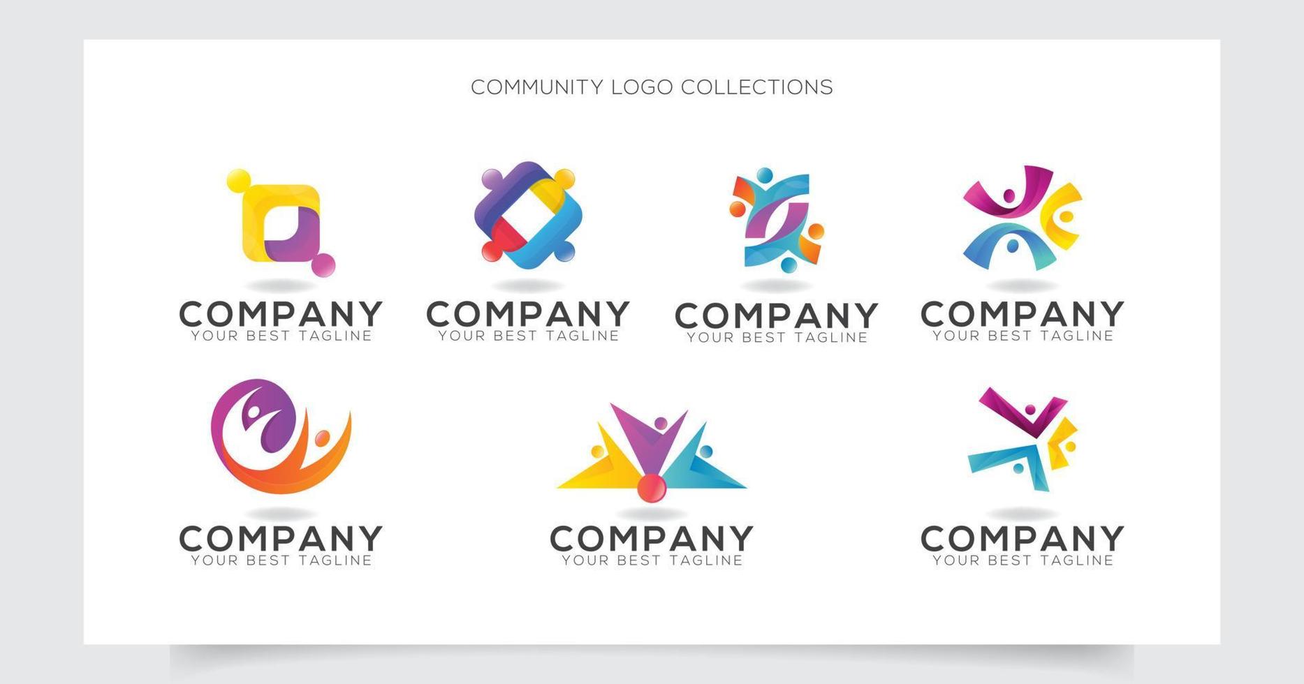 modelo de design de coleção de logotipo de cuidados comunitários vetor