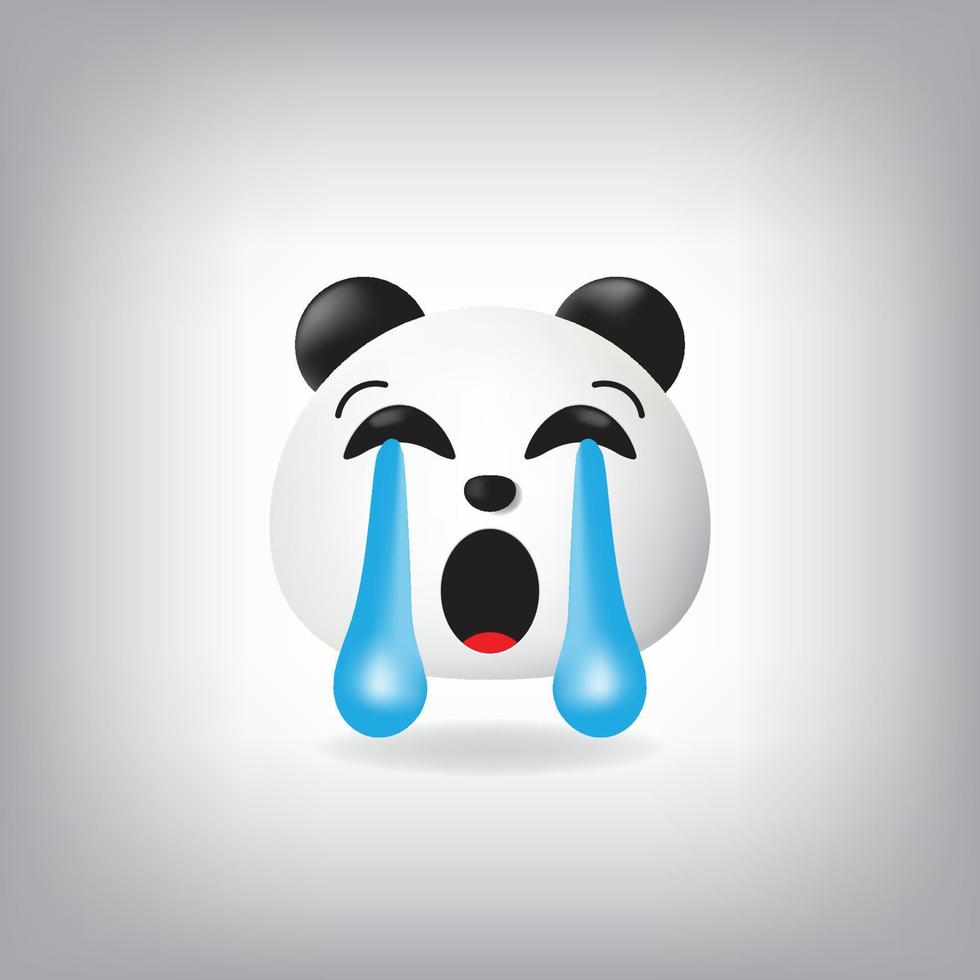 chorando em voz alta ilustração de emoticon panda vetor