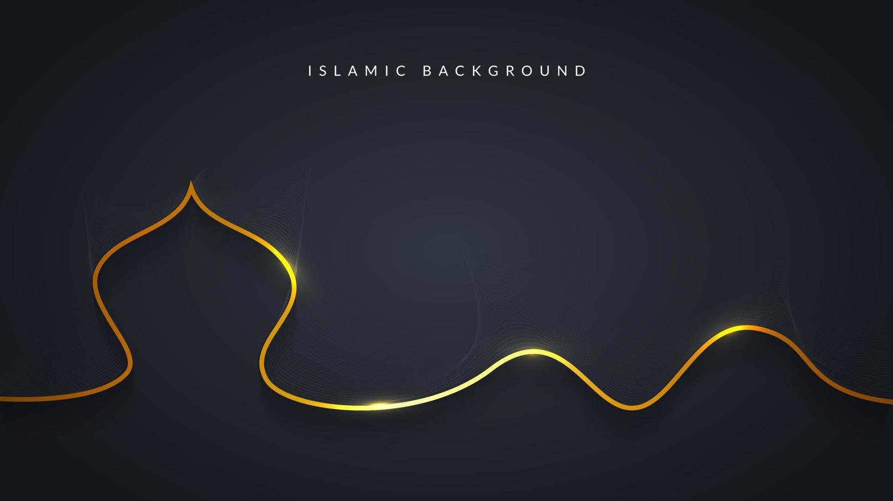 fundo islâmico dourado de arte de linha com efeito de linha vetor