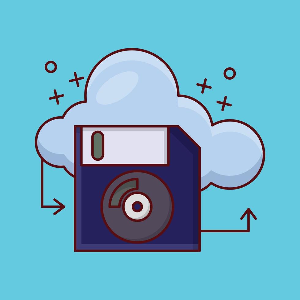 ilustração em vetor disquete nuvem em símbolos de qualidade background.premium. ícones vetoriais para conceito e design gráfico.