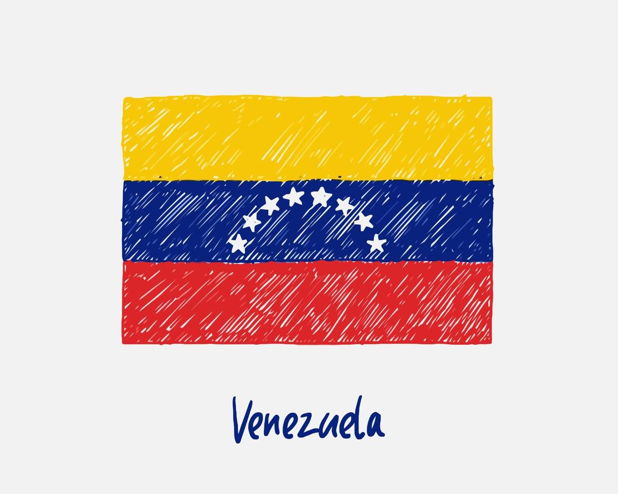 marcador de bandeira da venezuela ou vetor de ilustração de esboço a lápis