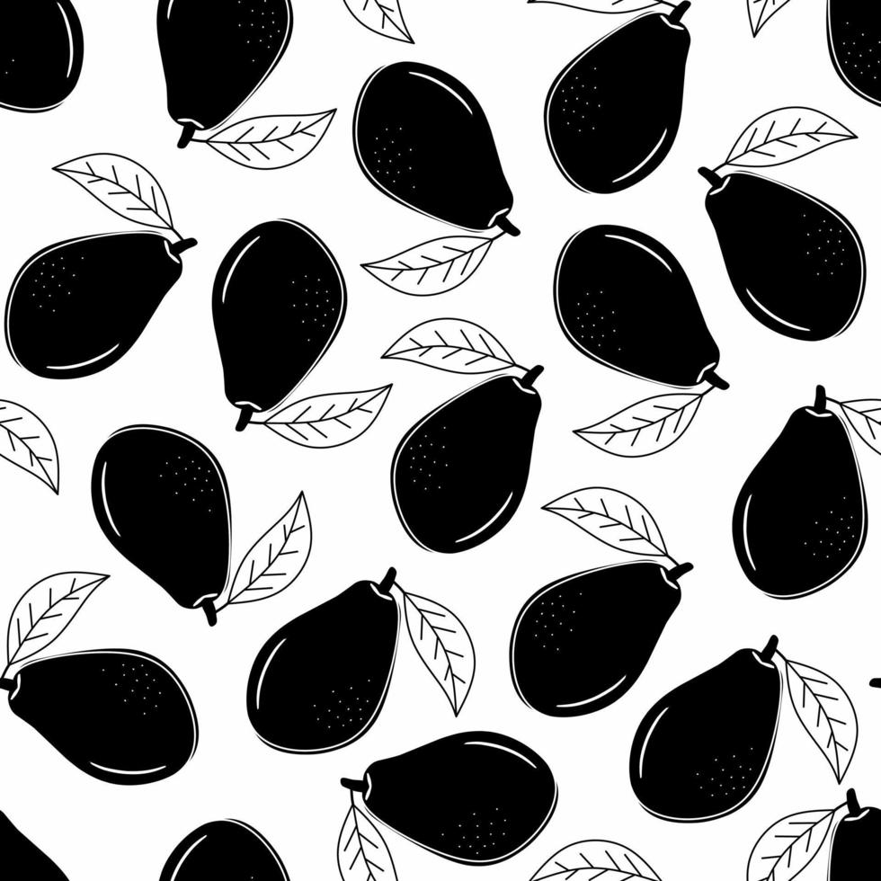 padrão de frutas sem costura com abacate vetor