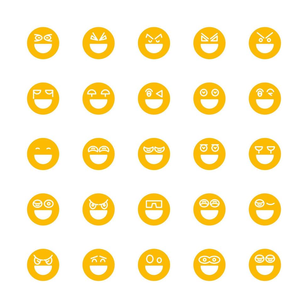conjunto de emoticons fofos felizes amarelos vetor