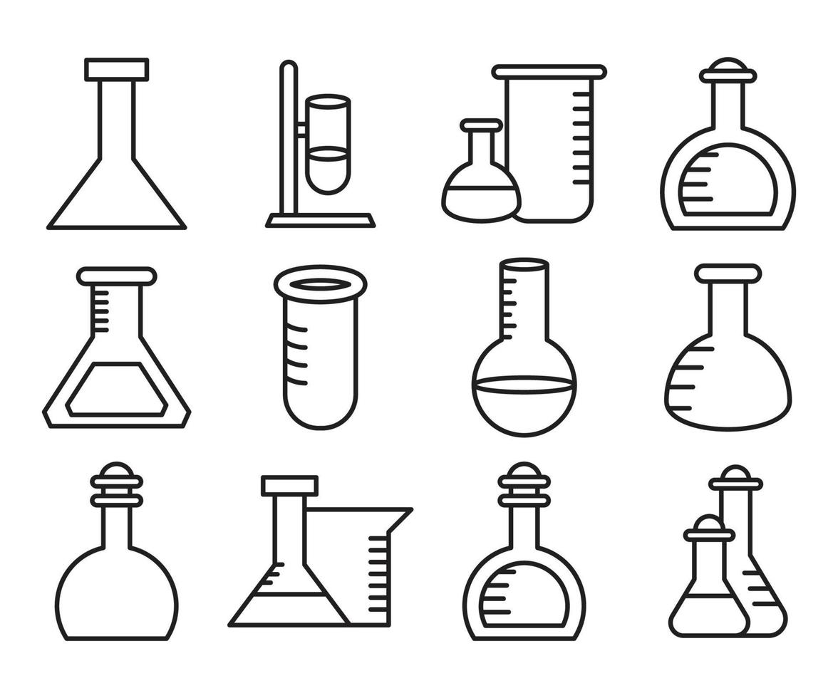 ilustração vetorial de ícone de frasco e tubo de laboratório vetor