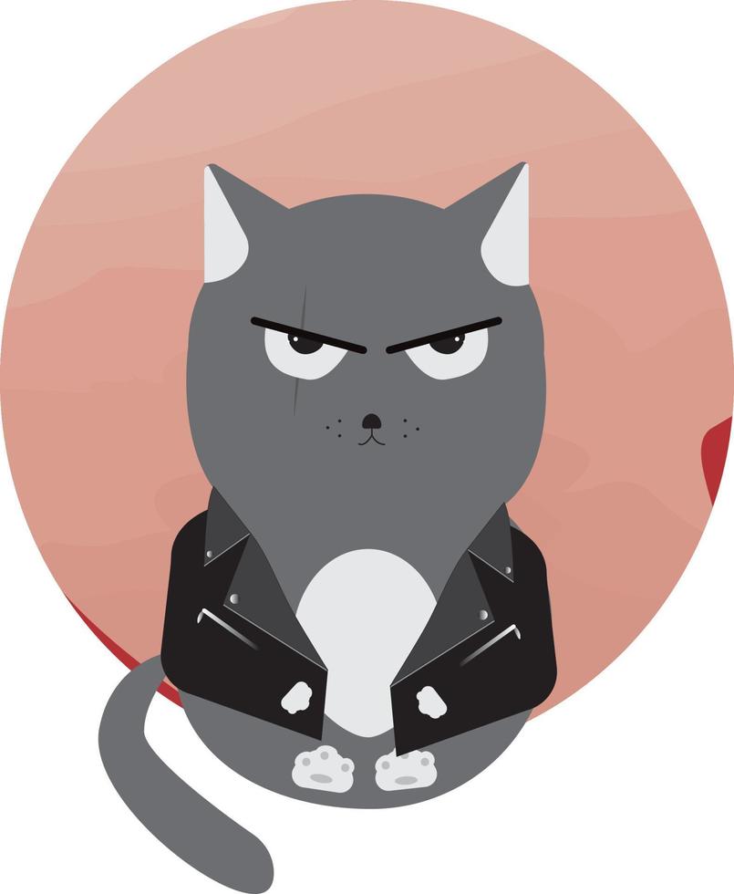 ilustração vetorial gato mau cinza vetor