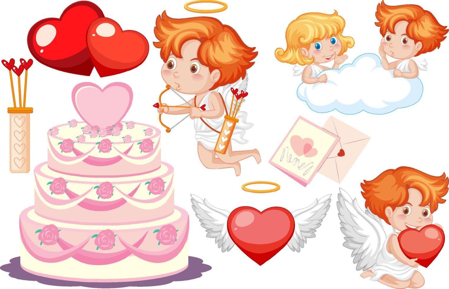 tema dos namorados com cupido e bolo vetor