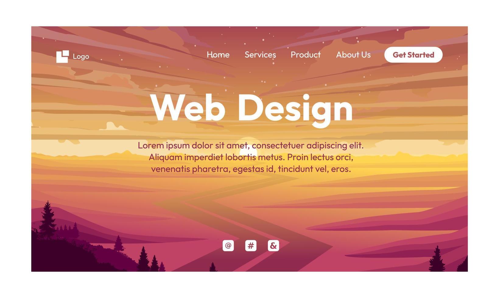 web design natureza paisagem design plano página de destino vetor