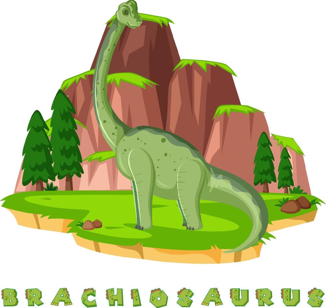 cartão de palavras de dinossauro para braquiossauro vetor