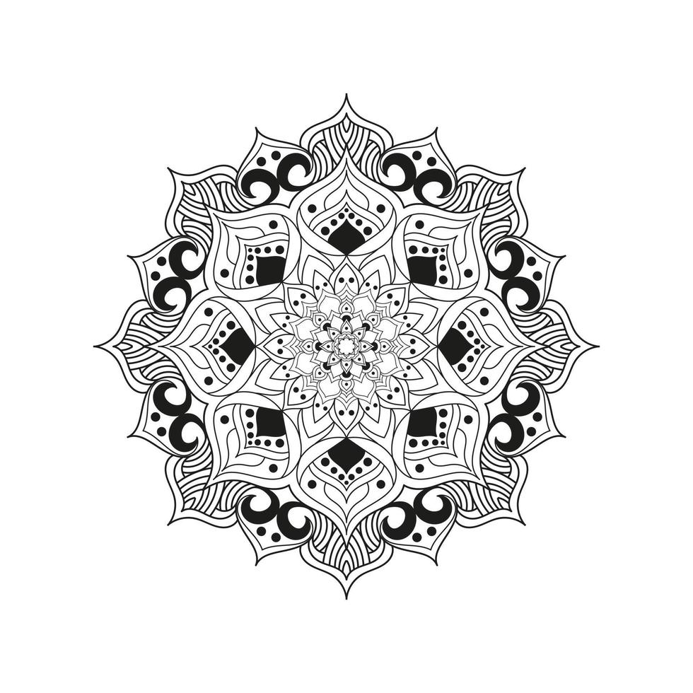 padrão circular de mandala preto e branco, adequado para henna, mehndi, tatuagens, decorações. ornamento decorativo de estilo étnico oriental. página do livro para colorir vetor