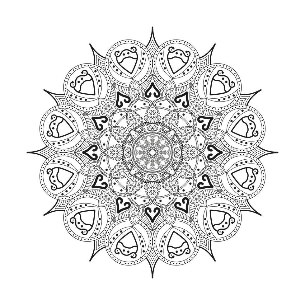mandala de vetor preto e branco isolada no branco. elementos decorativos de padrão circular vetorial desenhado à mão