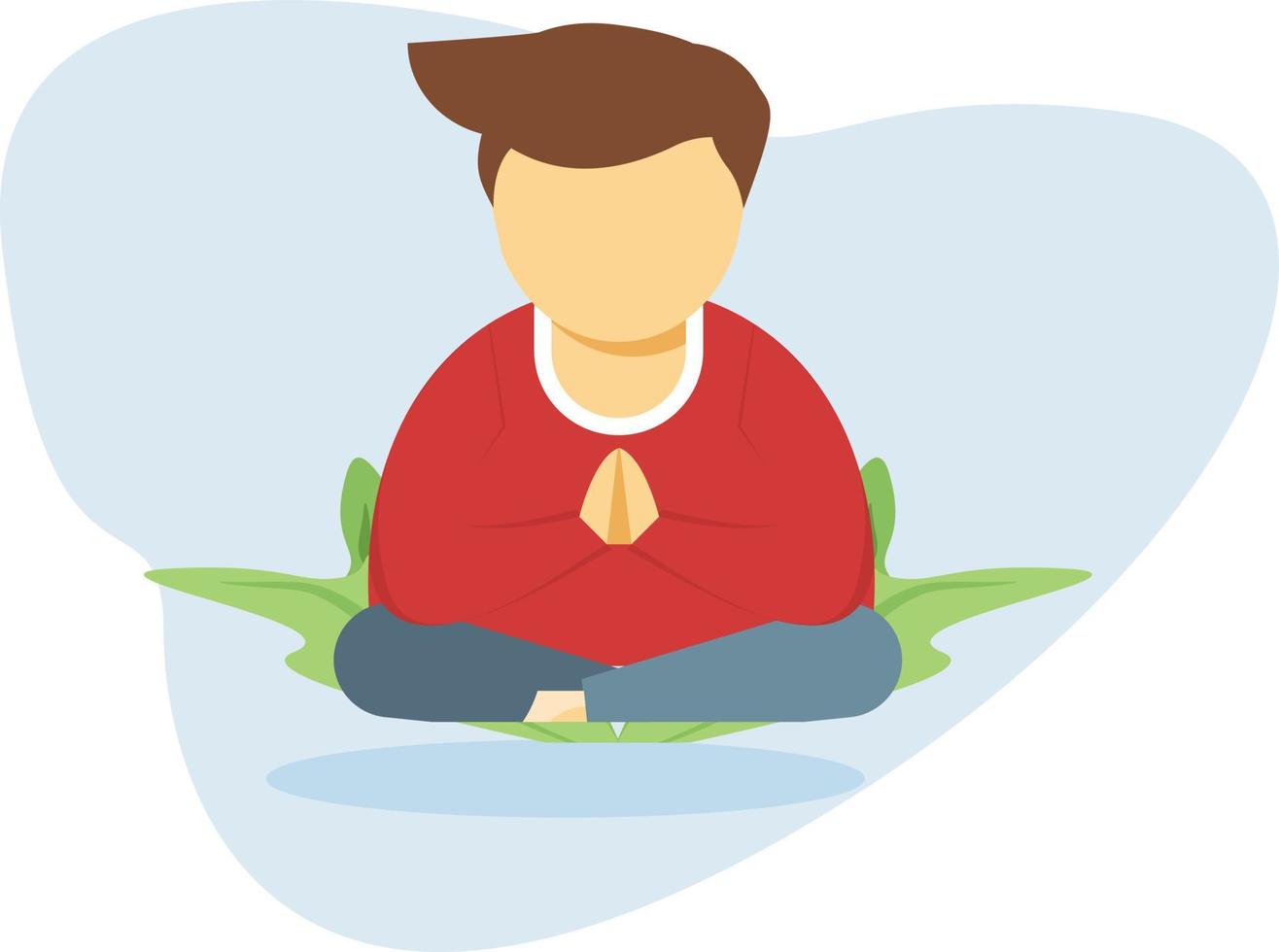 um menino fazendo ioga e meditação. vetor