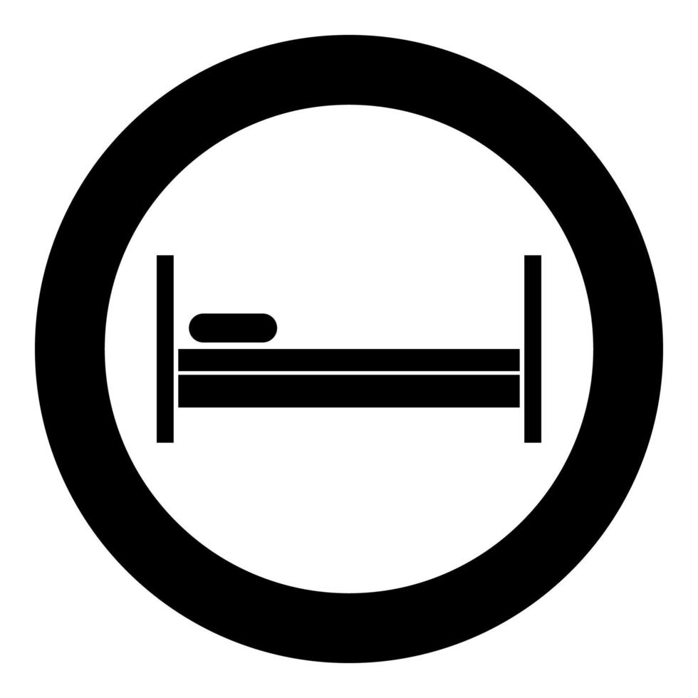 ícone de cama cor preta em círculo ou redondo vetor