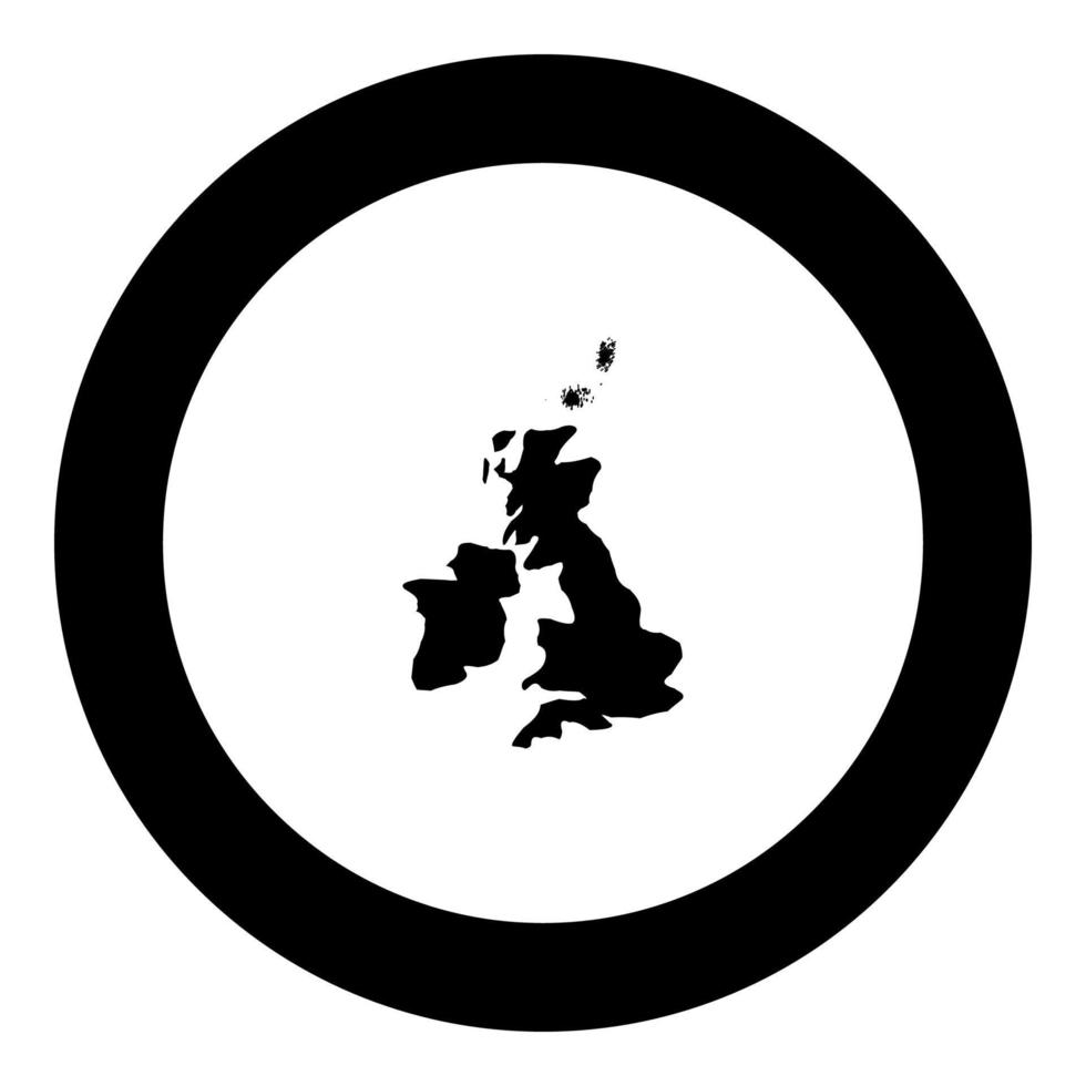 mapa da cor preta do ícone do reino unido no círculo vetor