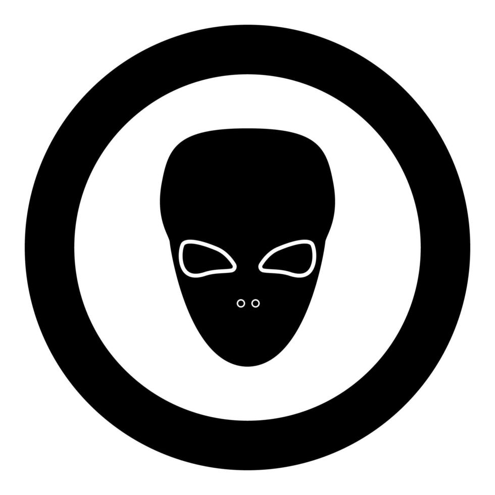 rosto alienígena extraterrestre ou ícone de cabeça preta em ilustração vetorial de círculo isolado. vetor