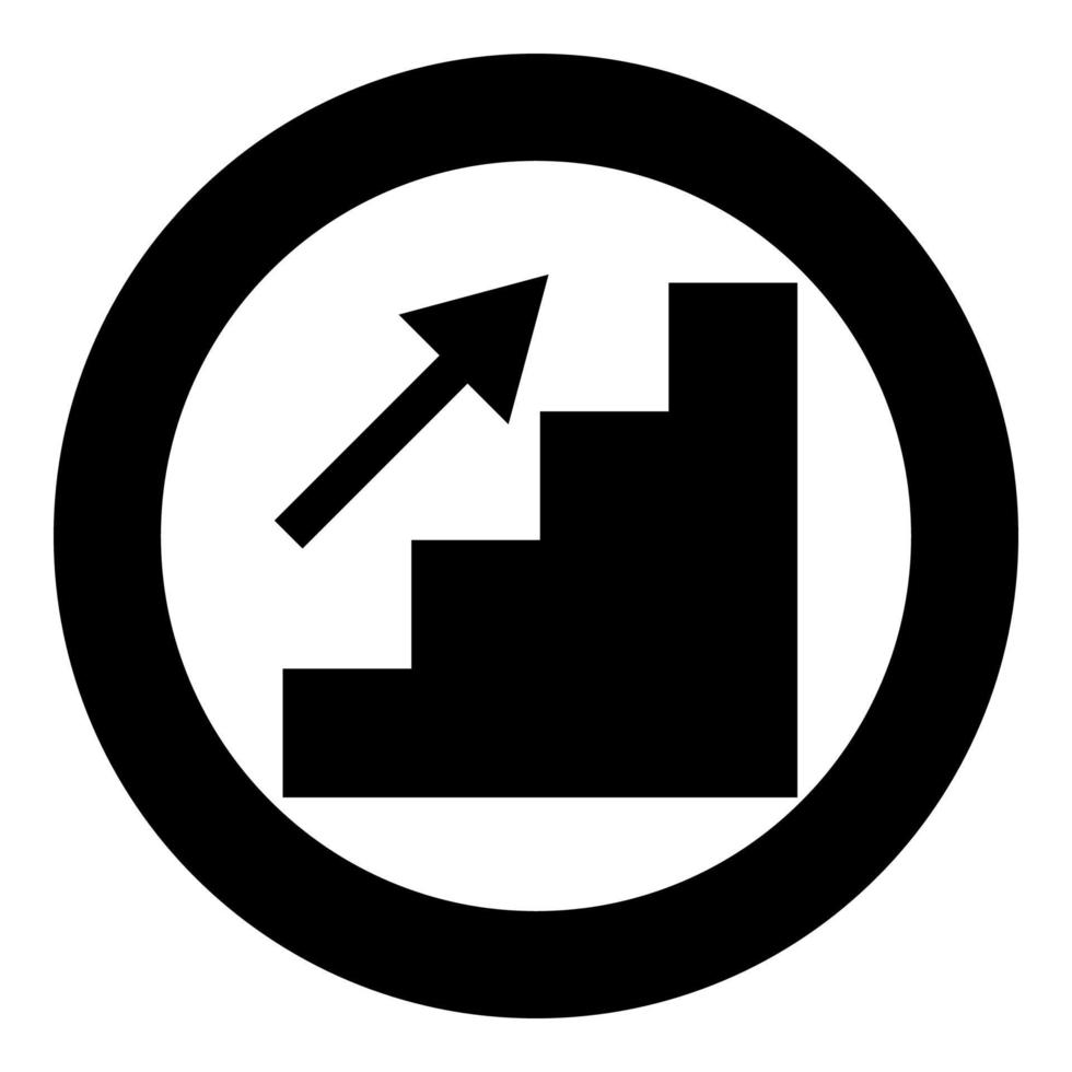 ícone de crescimento de escadas cor preta em círculo vetor