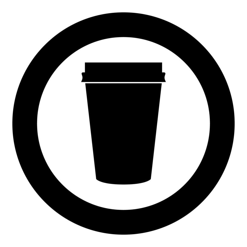 ícone de xícara de café de papel cor preta em círculo vetor
