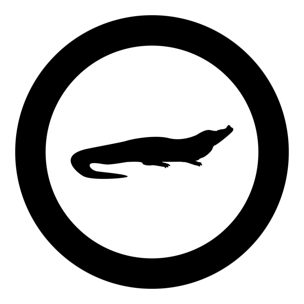 ícone de crocodilo preto em ilustração vetorial de círculo vetor