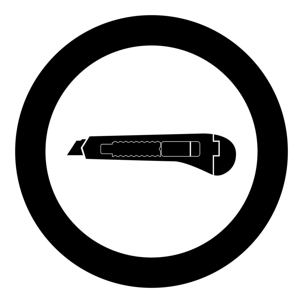 ícone de faca de papel cor preta em círculo vetor