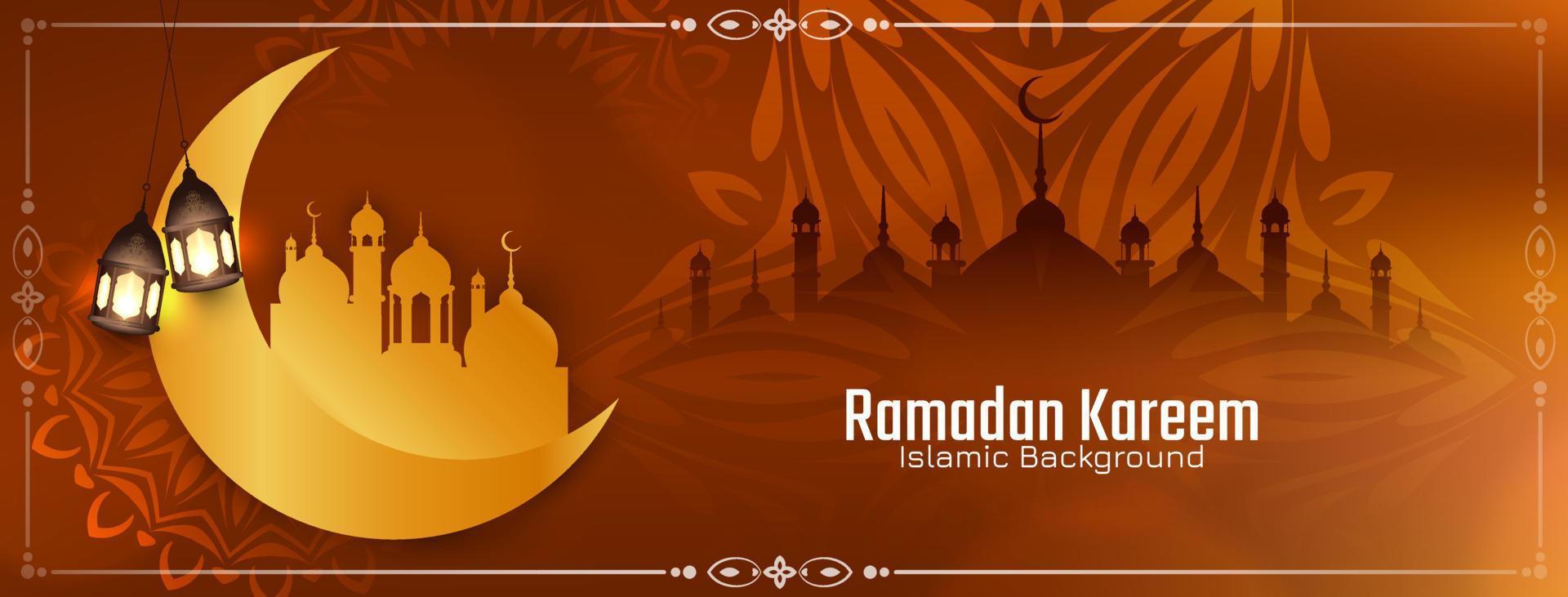 banner de saudação do festival islâmico ramadan kareem religioso com mesquita vetor