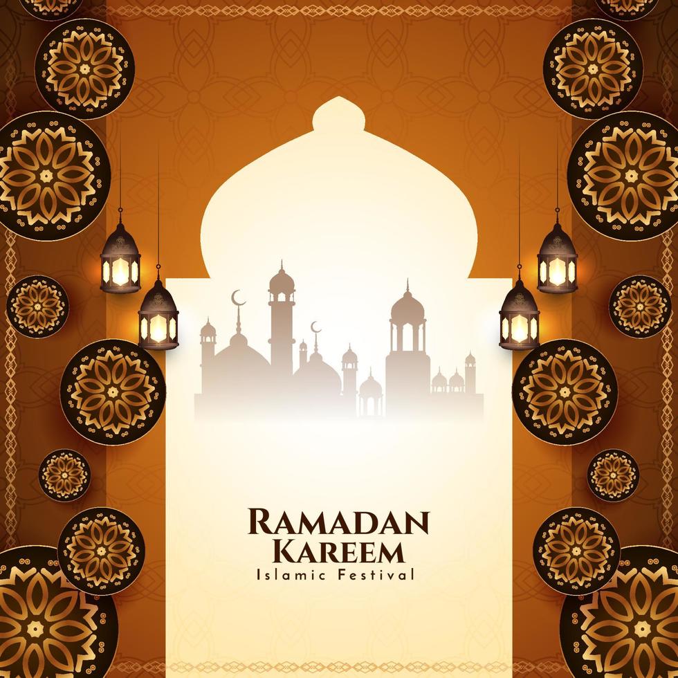 ramadan kareem belo design de fundo da mesquita islâmica vetor