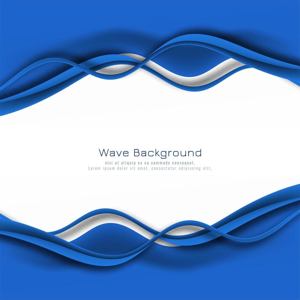 cartão de quadro elegante onda azul vetor