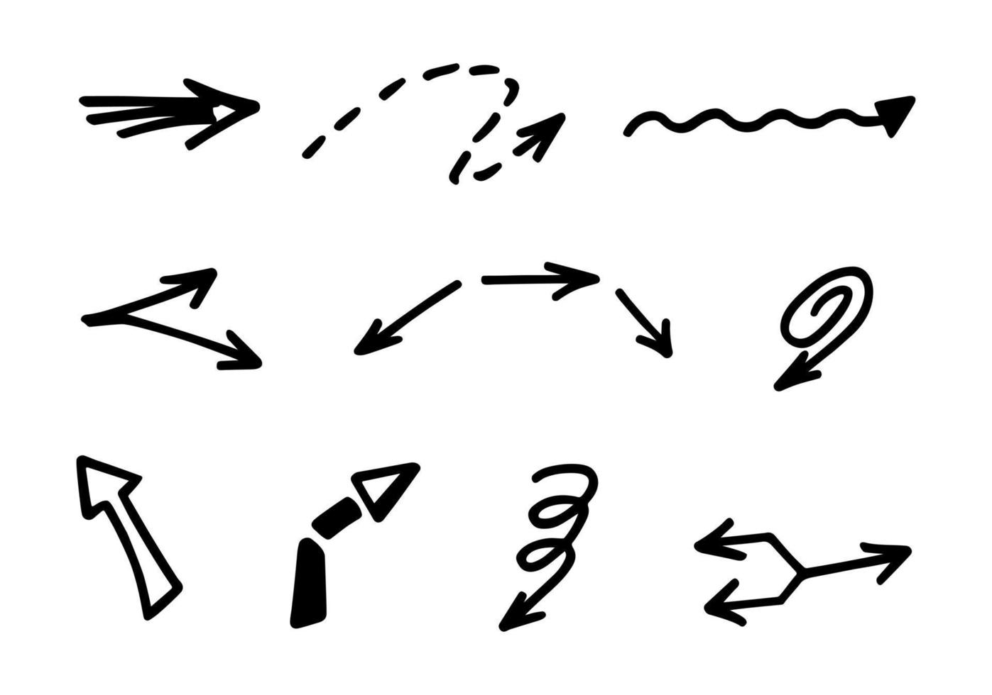 conjunto vetorial de setas desenhadas à mão, elementos para apresentação vetor