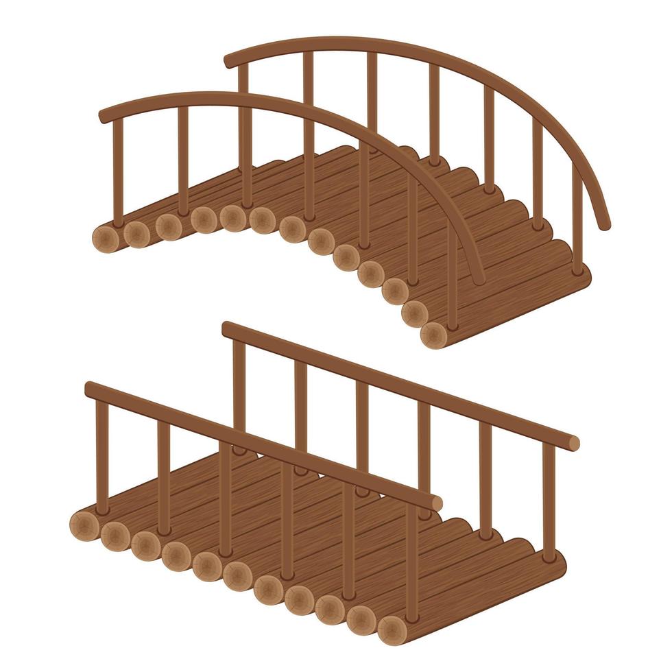 pontes de madeira feitas de toras, desenhos animados de ilustração vetorial isolada de cor vetor