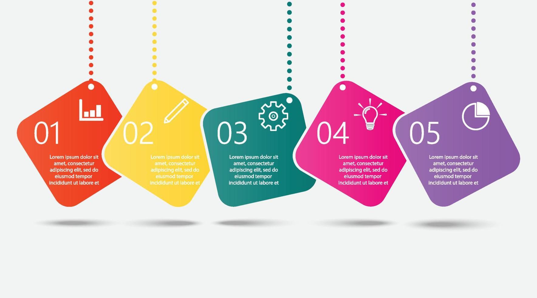 modelo de design de infográficos de linha do tempo com 5 opções, diagrama de processo, ilustração em vetor eps10