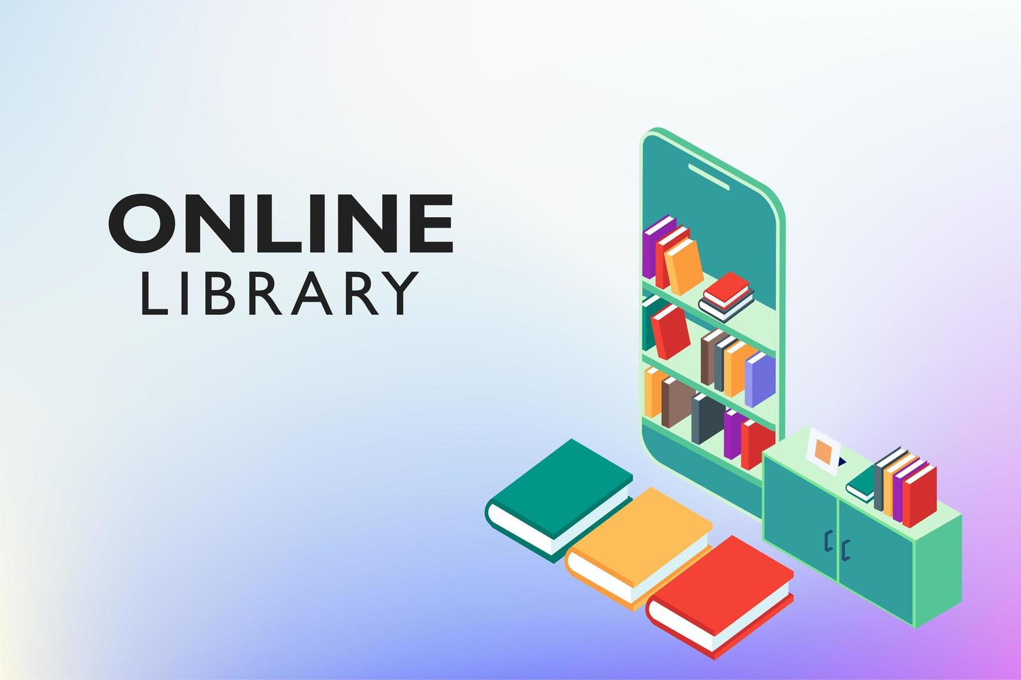 educação on-line da biblioteca digital vetor