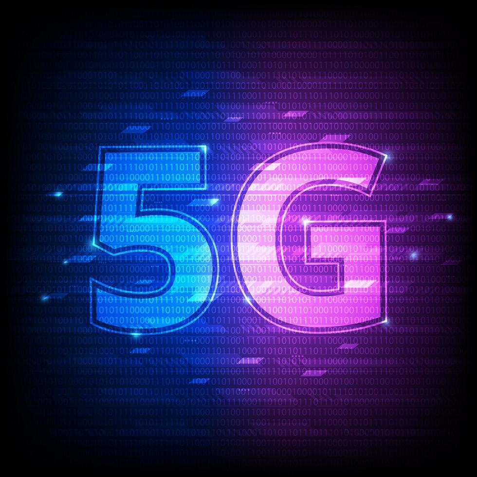 Tecnologia binária digital rosa e azul de 5g vetor