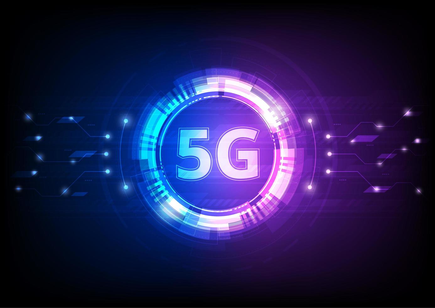 ícone digital de tecnologia azul e rosa 5g vetor